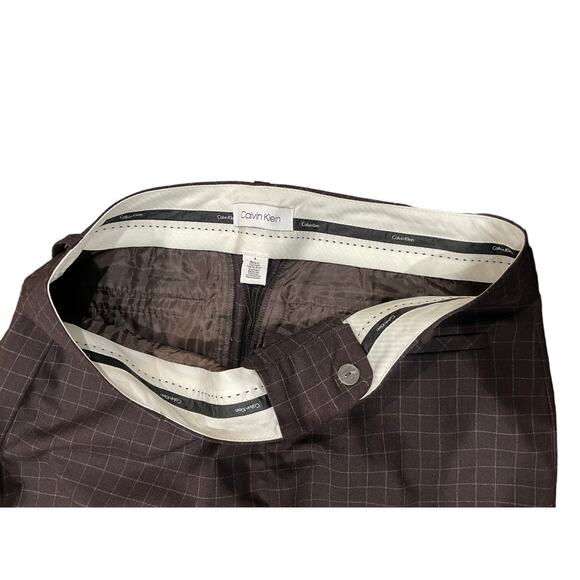 Calvin Klein Women Brown Plaid Trousers Slacks Straight Leg Size 8 Career Office - Picture 4 of 4